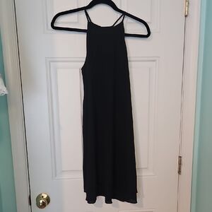 Pink Rose Black Sleeveless Dress